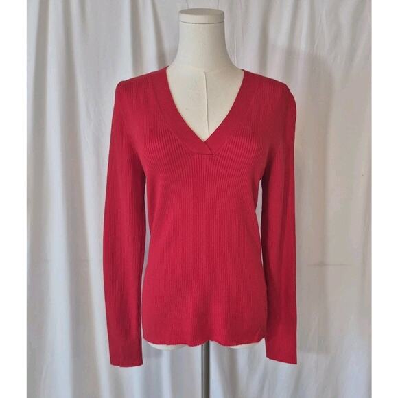 Anthropologie Maeve Womens Red Thea Ribbed Sweater Medium - Picture 2 of 6
